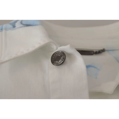 Dolce & Gabbana White Cotton Logo Embroidery Denim Jacket