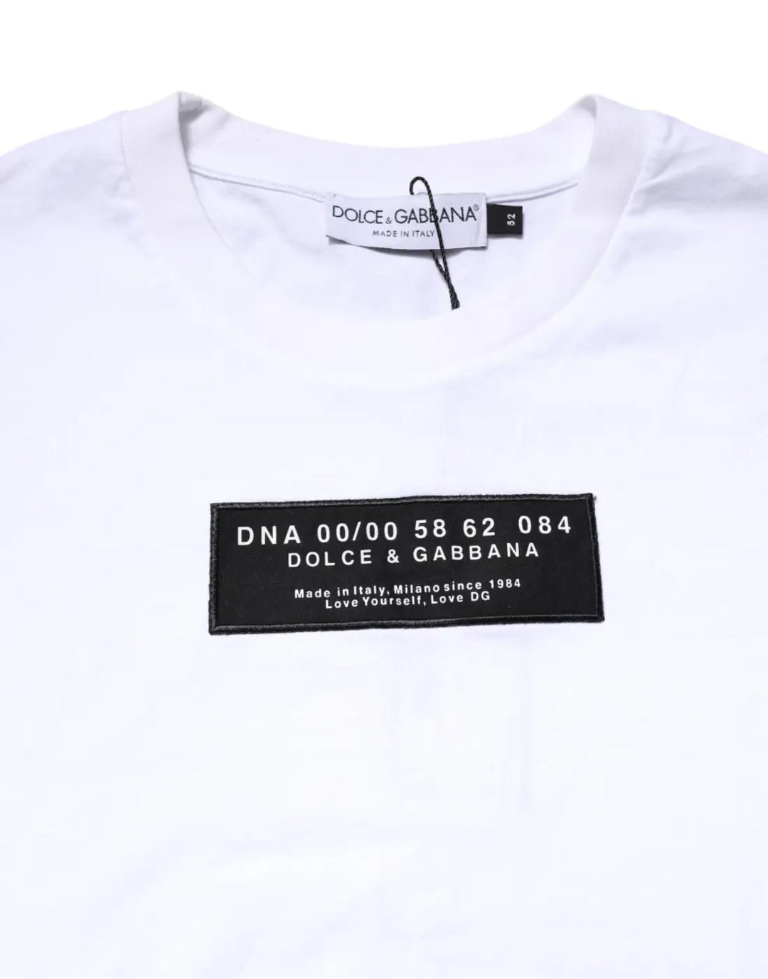 Dolce &amp; Gabbana White Cotton Logo Patch Crew Neck T-shirt