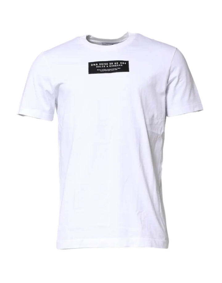 Dolce &amp; Gabbana White Cotton Logo Patch Crew Neck T-shirt