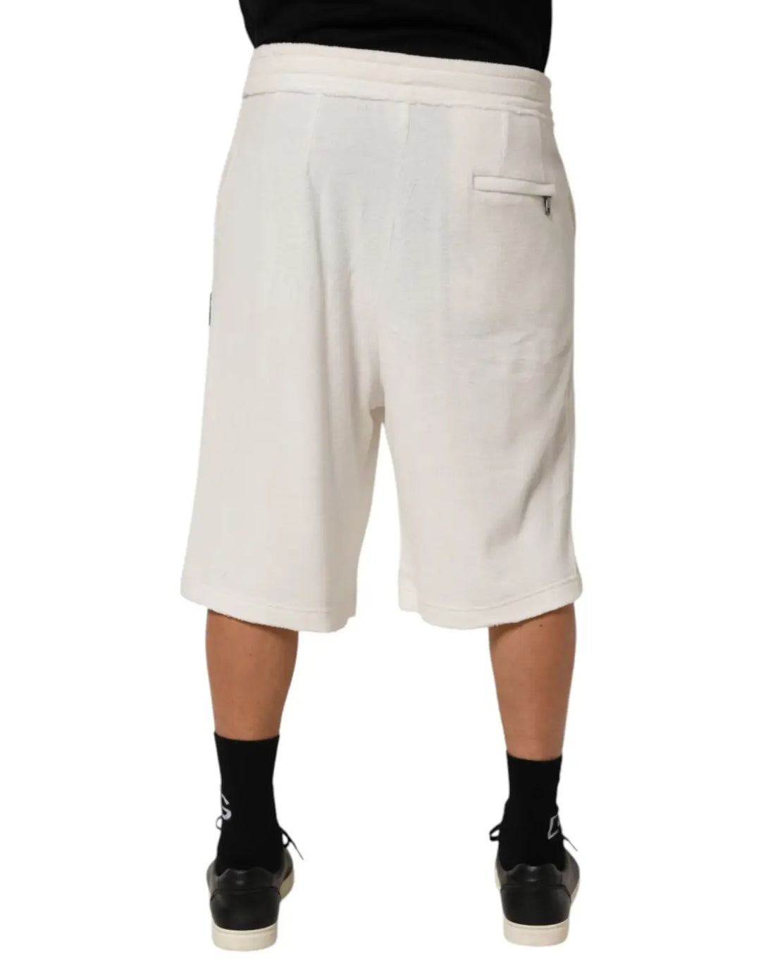Dolce &amp; Gabbana White Cotton Logo Plaque Men Bermuda Shorts