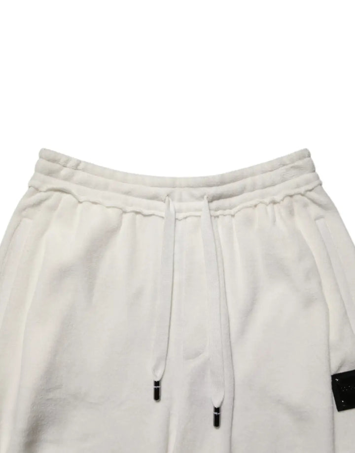 Dolce &amp; Gabbana White Cotton Logo Plaque Men Bermuda Shorts