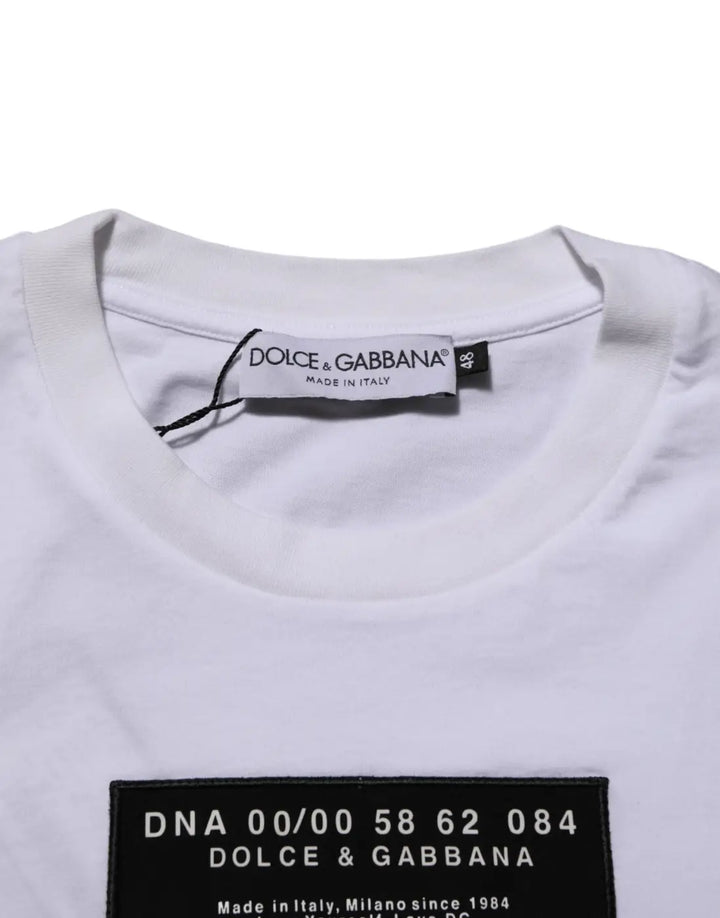 Dolce &amp; Gabbana White Cotton Logo Print Crew Neck Men T-shirt