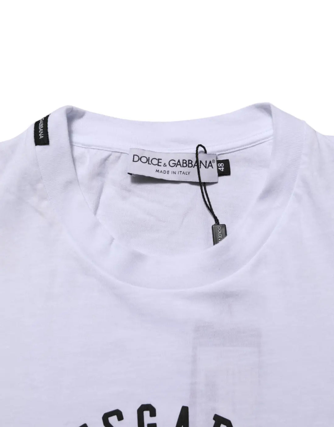 Dolce &amp; Gabbana White Cotton Logo Print Crew Neck T-shirt