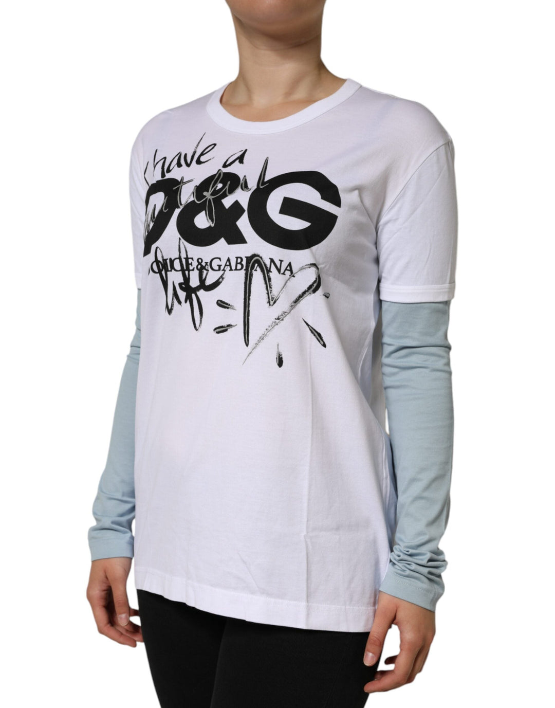 Dolce &amp; Gabbana - White Cotton Logo Print Round Neck T-shirt