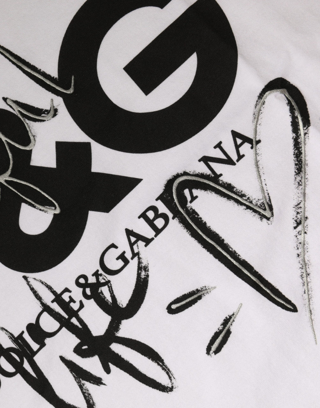 Dolce &amp; Gabbana - White Cotton Logo Print Round Neck T-shirt