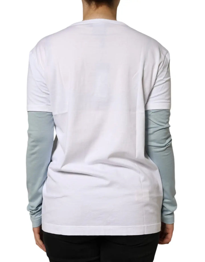 Dolce &amp; Gabbana White Cotton Logo Print Round Neck T-shirt