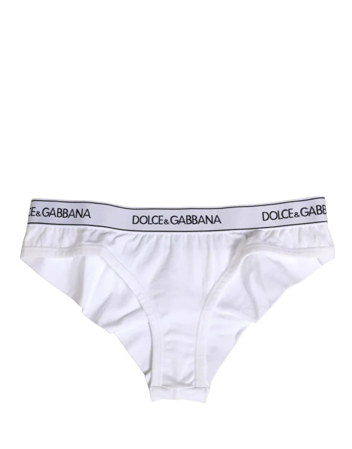 Dolce &amp; Gabbana White Cotton Logo Waistband Brief Panty Underwear