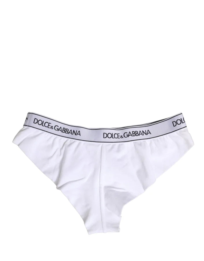 Dolce &amp; Gabbana White Cotton Logo Waistband Brief Panty Underwear