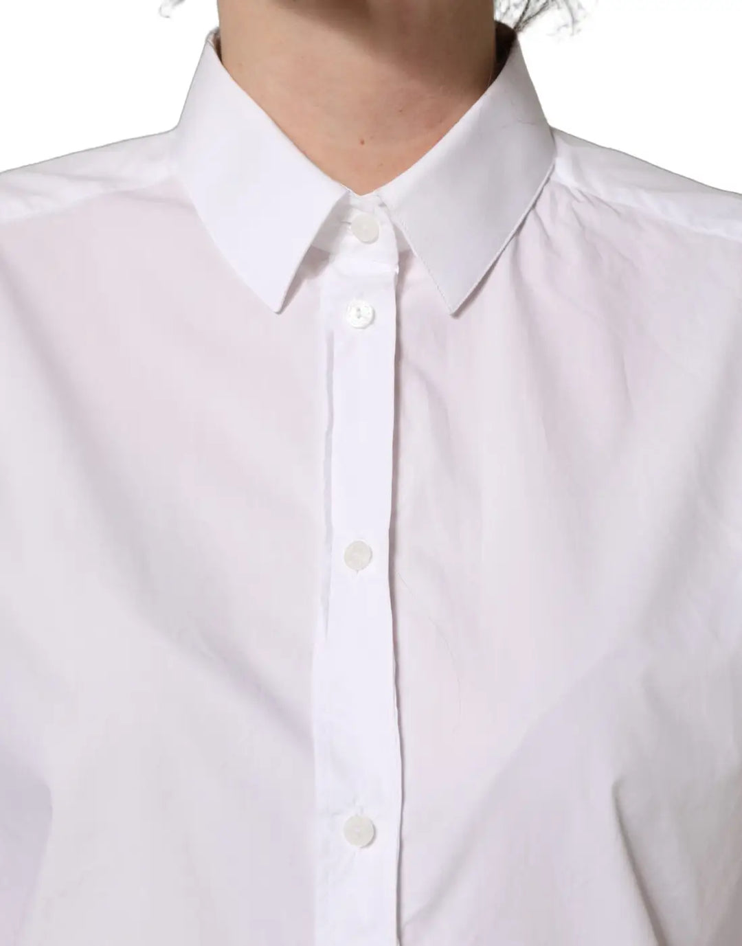 Dolce &amp; Gabbana White Cotton Long Sleeve Button-Up Shirt Top