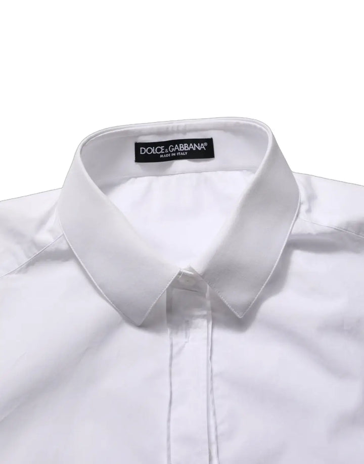Dolce &amp; Gabbana White Cotton Long Sleeve Button-Up Shirt Top