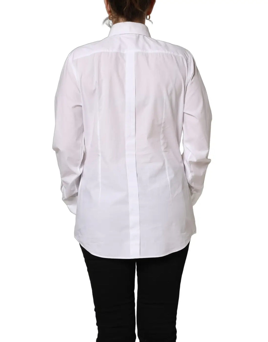 Dolce &amp; Gabbana White Cotton Long Sleeve Button-Up Shirt Top