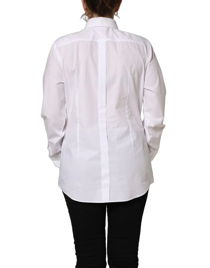 Dolce &amp; Gabbana White Cotton Long Sleeve Button-Up Shirt Top