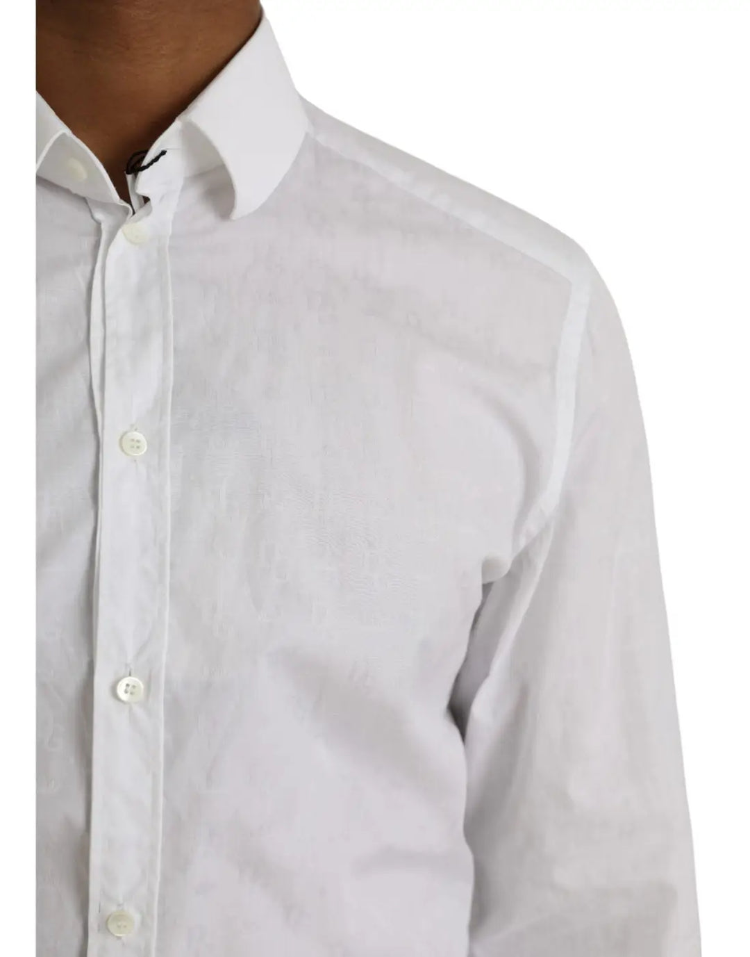 Dolce &amp; Gabbana White Cotton Long Sleeve Dress GOLD Shirt