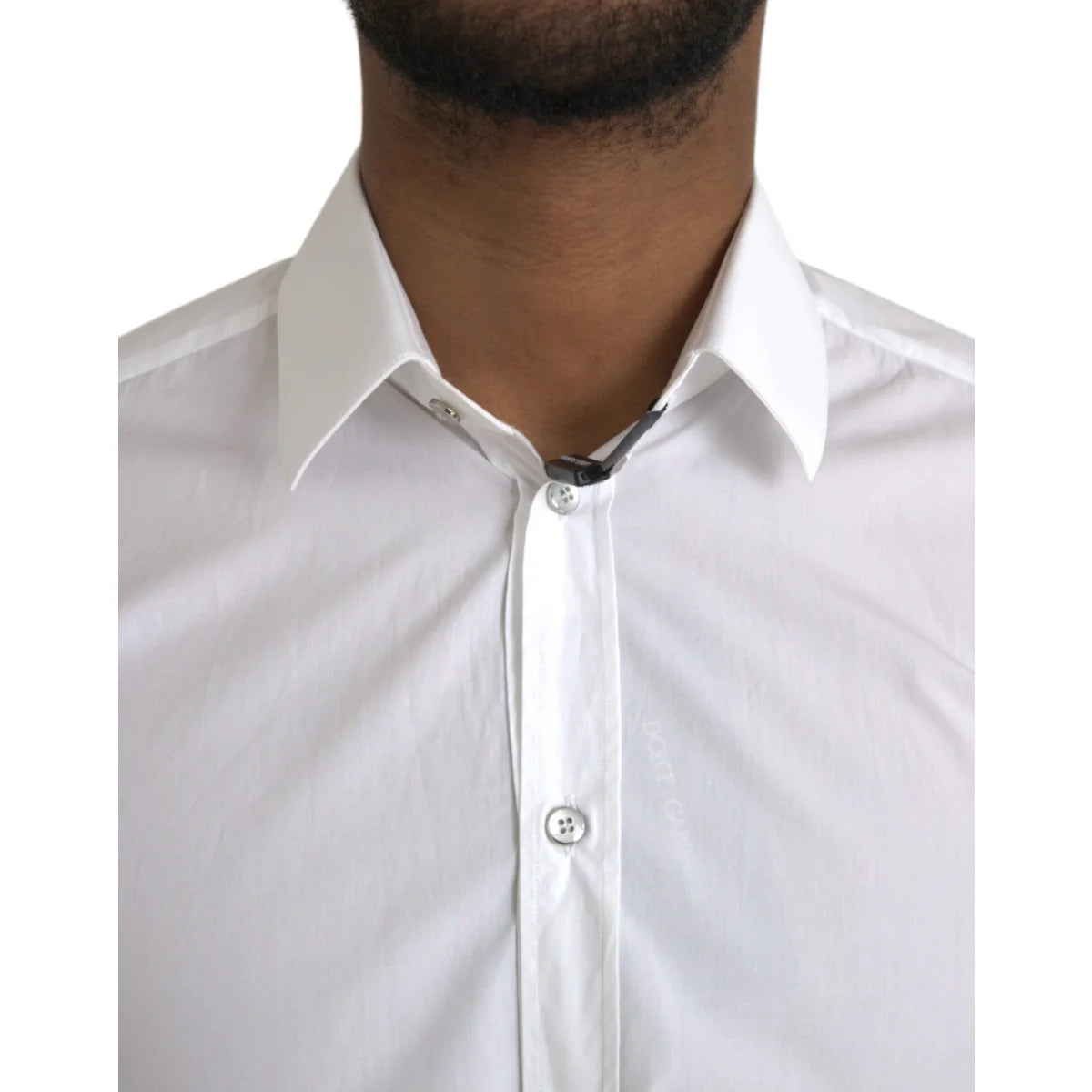 Dolce and Gabbana White Cotton Long Sleeve Martini Shirt &