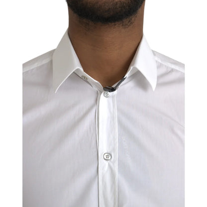 Dolce and Gabbana White Cotton Long Sleeve Martini Shirt &