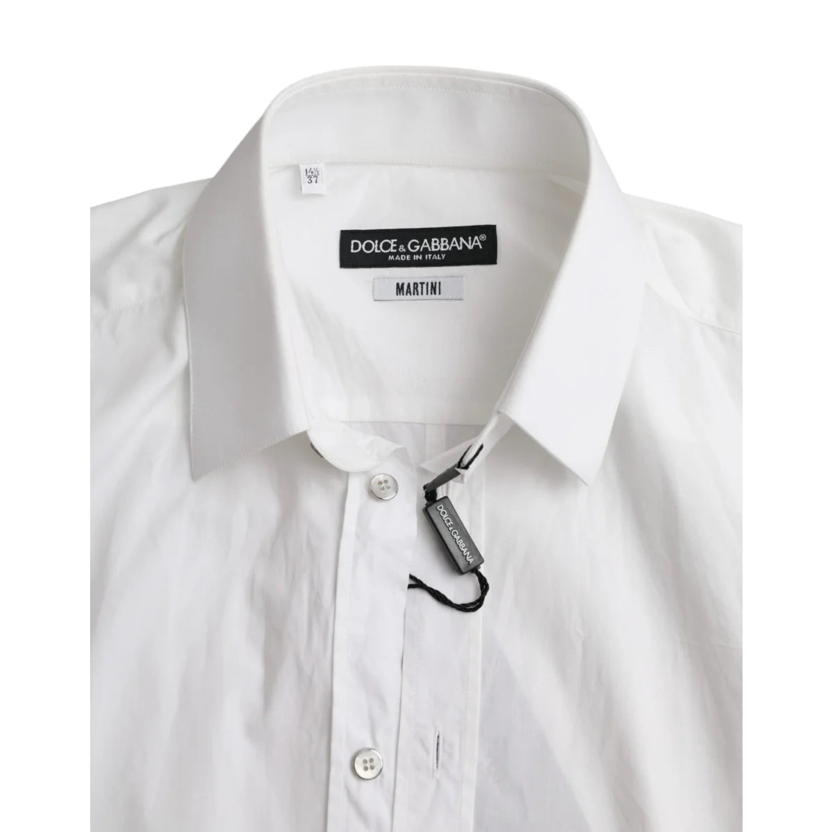 Dolce and Gabbana White Cotton Long Sleeve Martini Shirt &