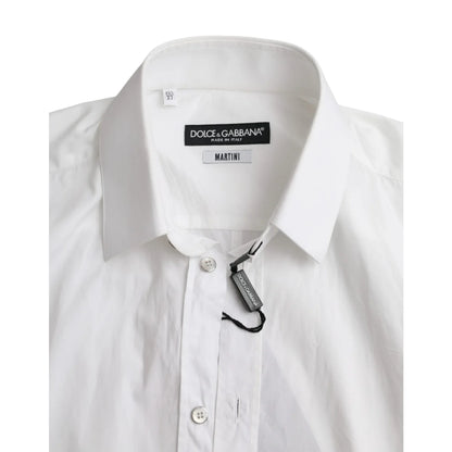 Dolce and Gabbana White Cotton Long Sleeve Martini Shirt &