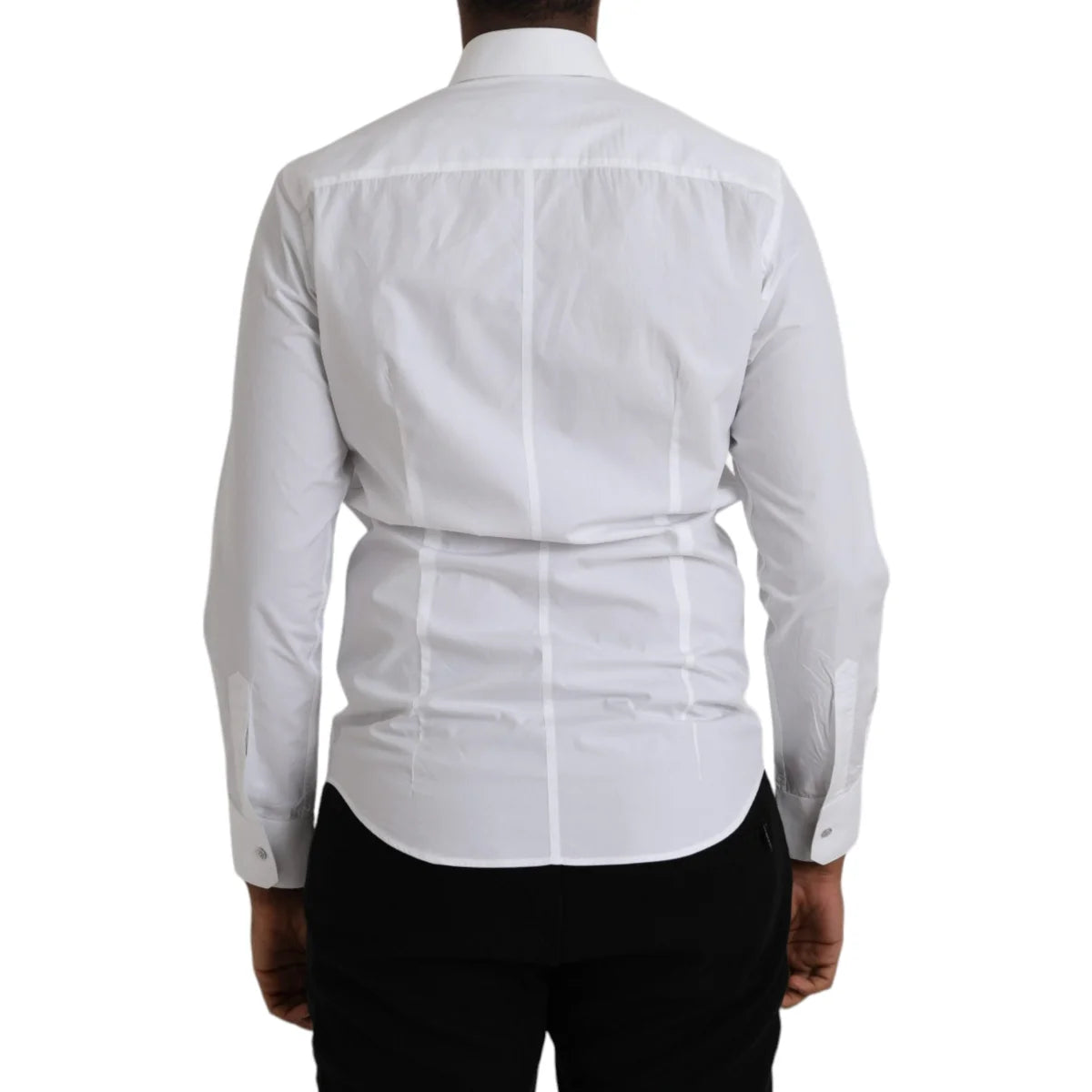 Dolce and Gabbana White Cotton Long Sleeve Martini Shirt &