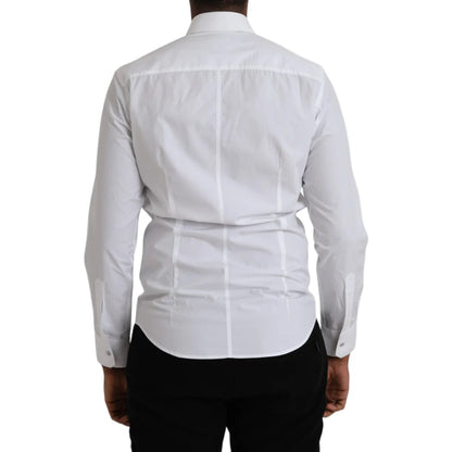 Dolce and Gabbana White Cotton Long Sleeve Martini Shirt &