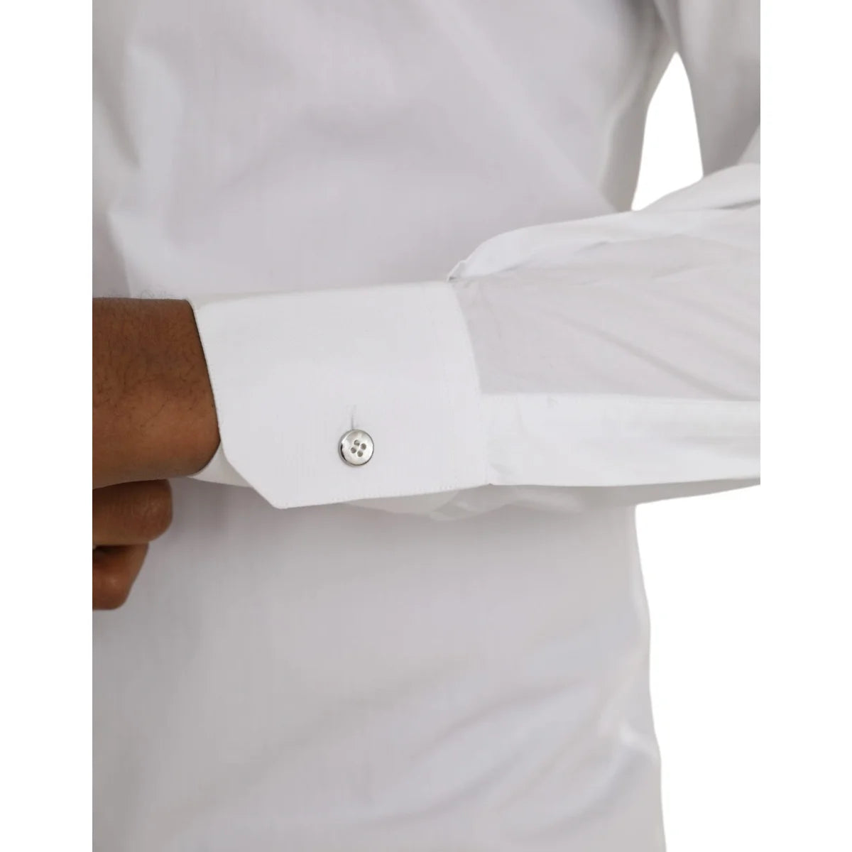Dolce and Gabbana White Cotton Long Sleeve Martini Shirt &