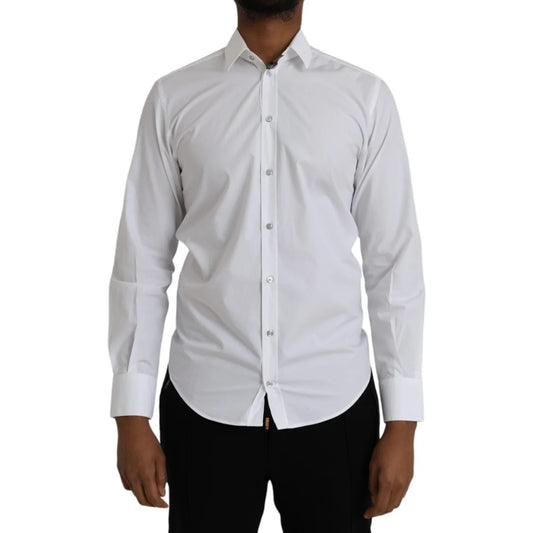 Dolce and Gabbana White Cotton Long Sleeve Martini Shirt &