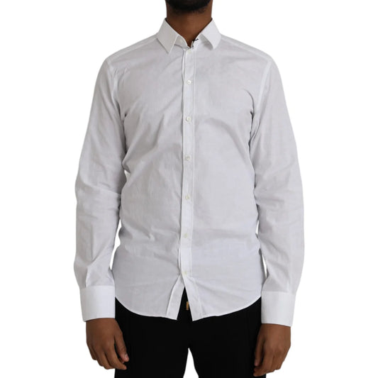 Dolce and Gabbana White Cotton Long Sleeve Shirt for Men &