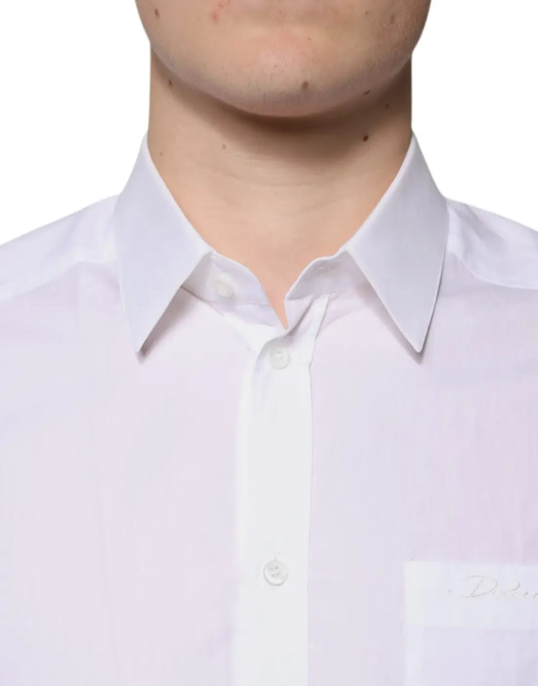 Dolce &amp; Gabbana White Cotton Long Sleeves GOLD Dress Shirt