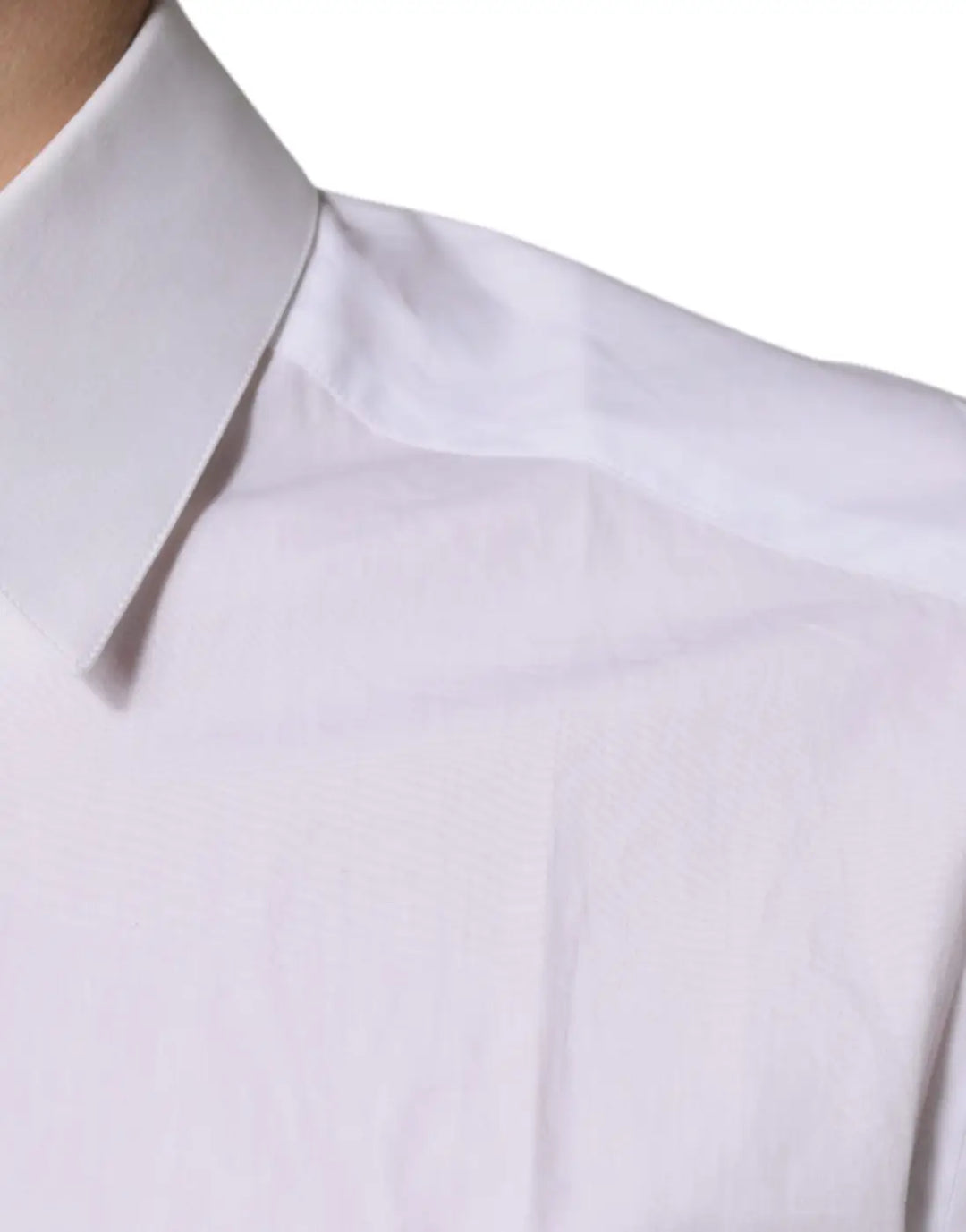 Dolce &amp; Gabbana White Cotton Long Sleeves GOLD Dress Shirt