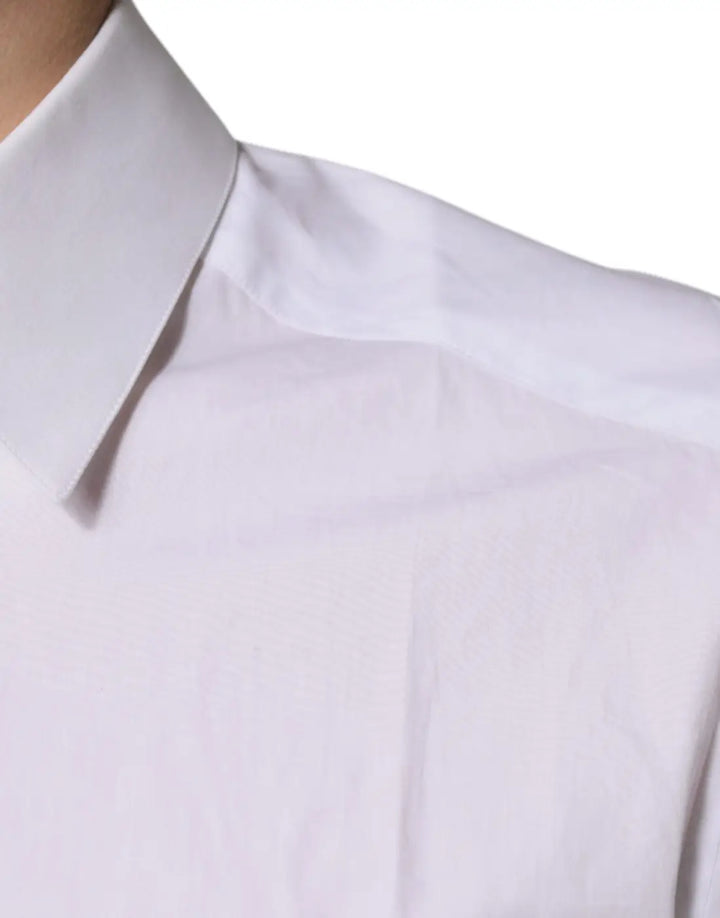 Dolce &amp; Gabbana White Cotton Long Sleeves GOLD Dress Shirt