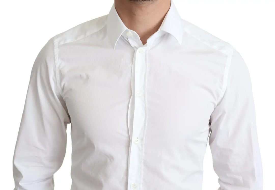 Dolce &amp; Gabbana White Cotton Long Sleeves Men Formal Shirt