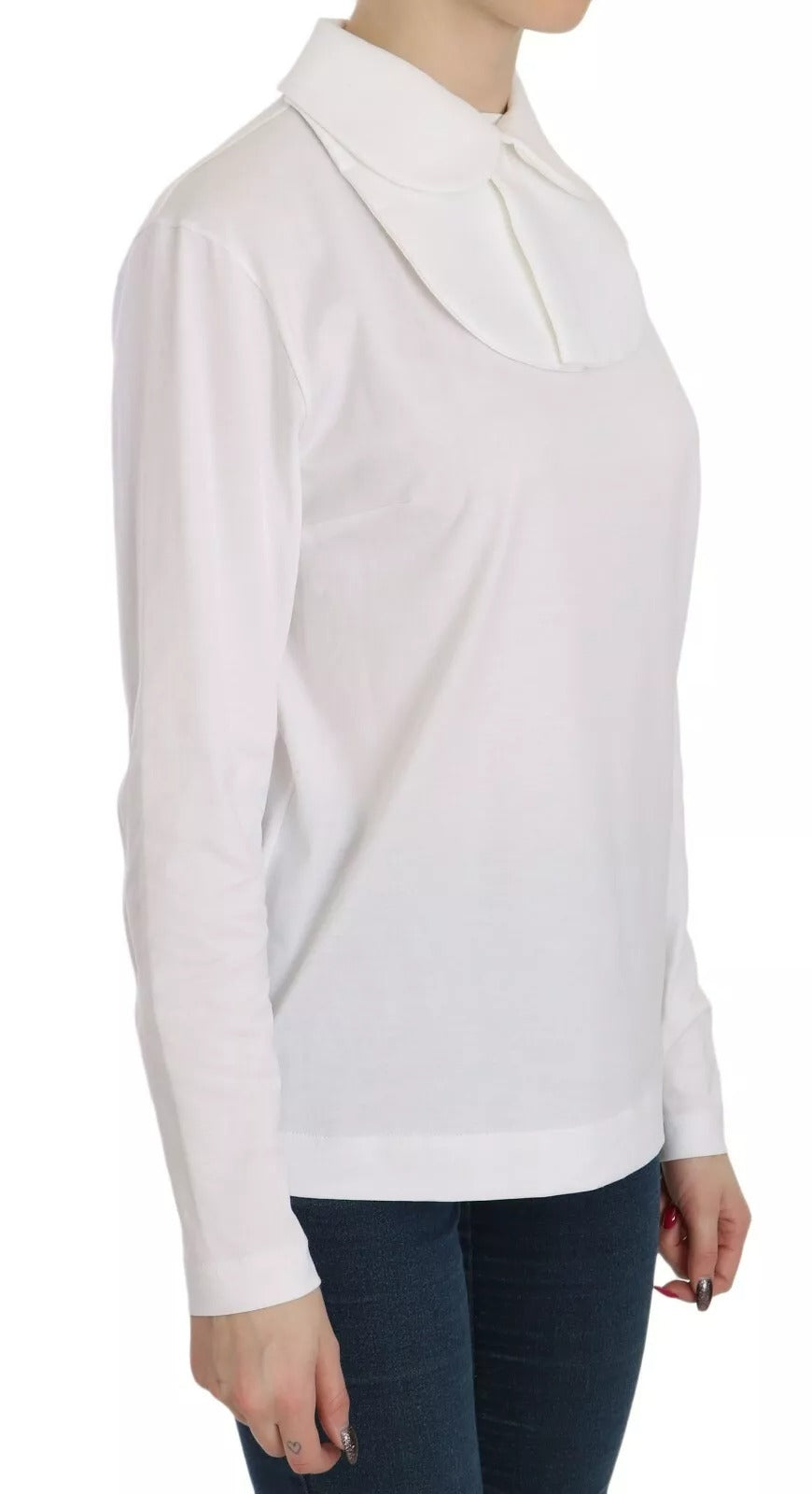 Dolce &amp; Gabbana Blouses - Women’s White Cotton Longsleeve Collared Blouse