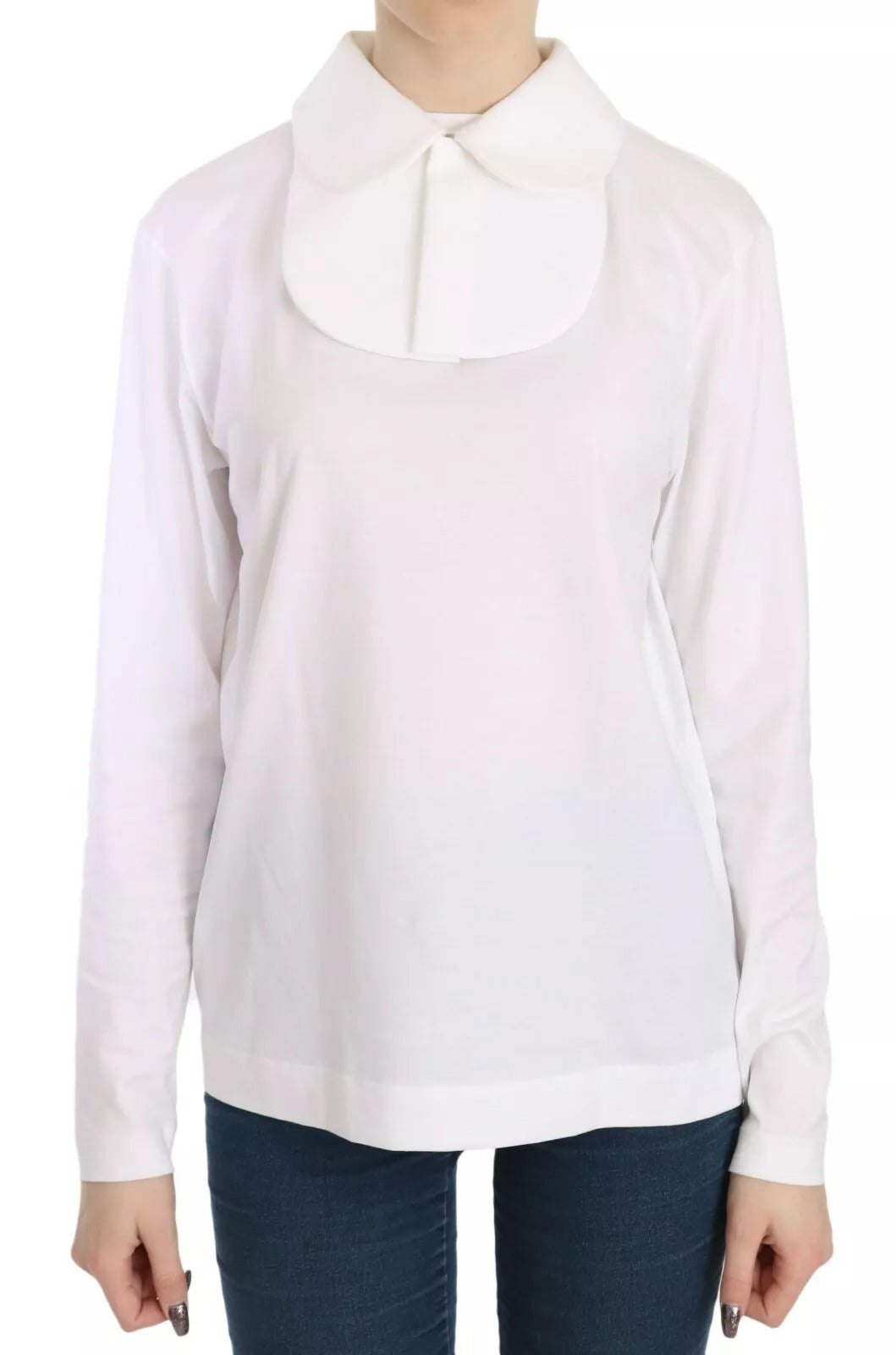 Dolce &amp; Gabbana Blouses - Women’s White Cotton Longsleeve Collared Blouse