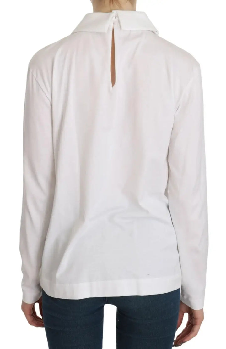 Dolce &amp; Gabbana White Cotton Longsleeve Collared Blouse