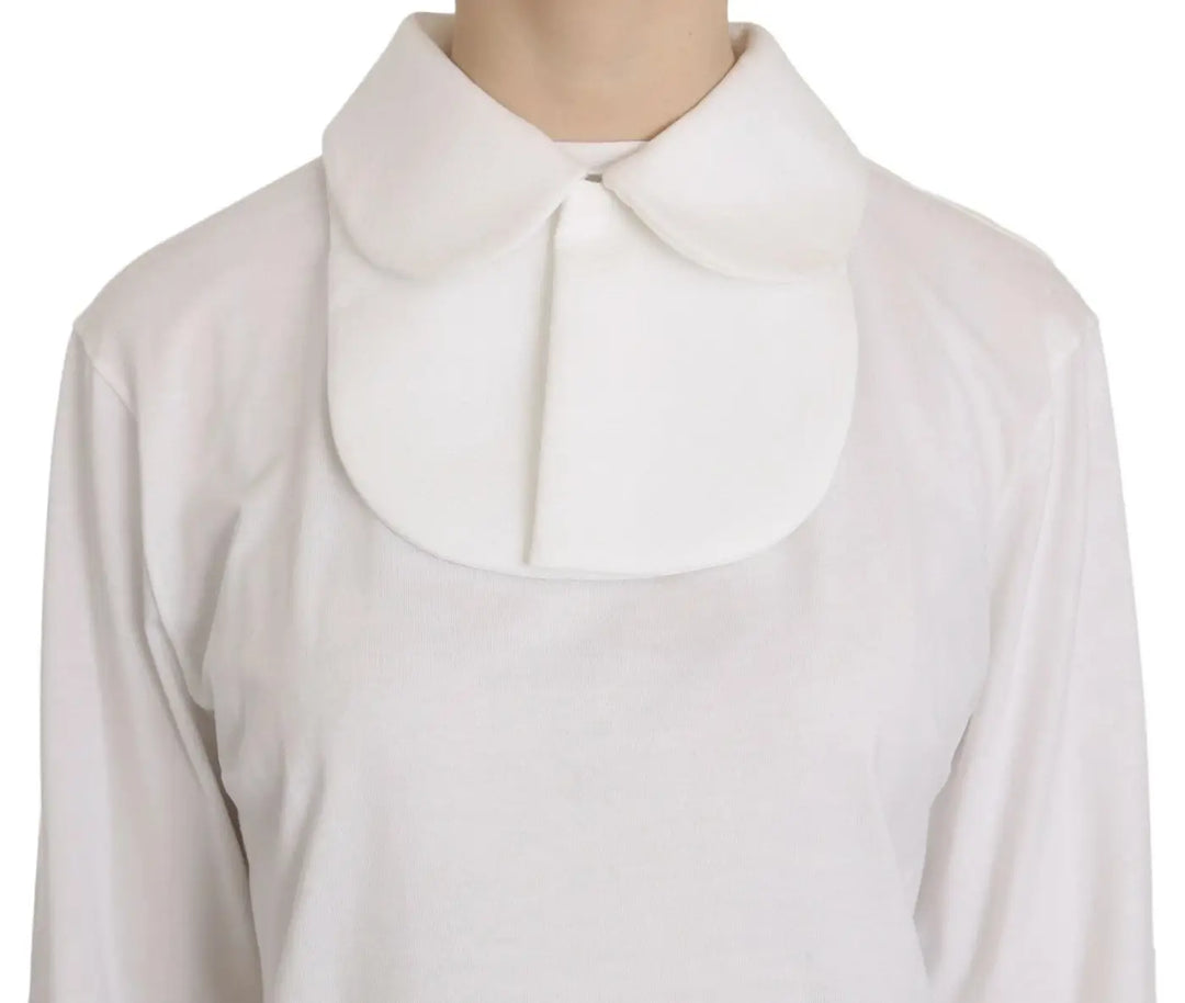 Dolce &amp; Gabbana White Cotton Longsleeve Collared Blouse