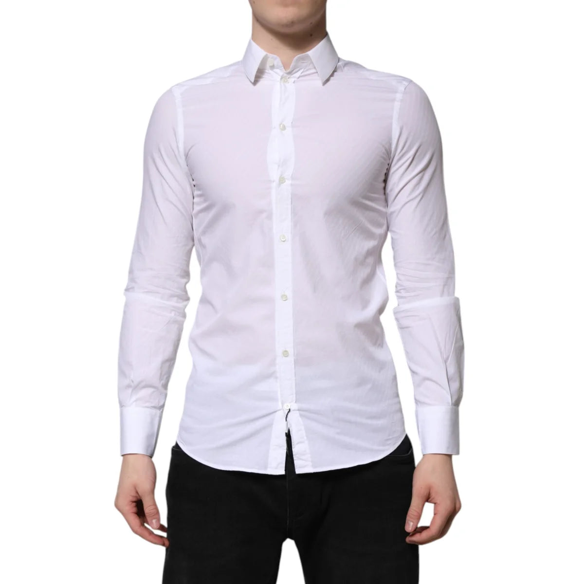 Dolce & Gabbana White Cotton Martini Dress Shirt for Men
