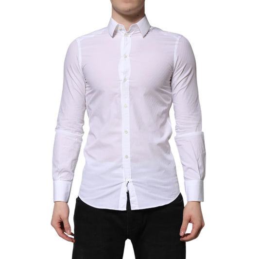 Dolce & Gabbana White Cotton Martini Dress Shirt for Men