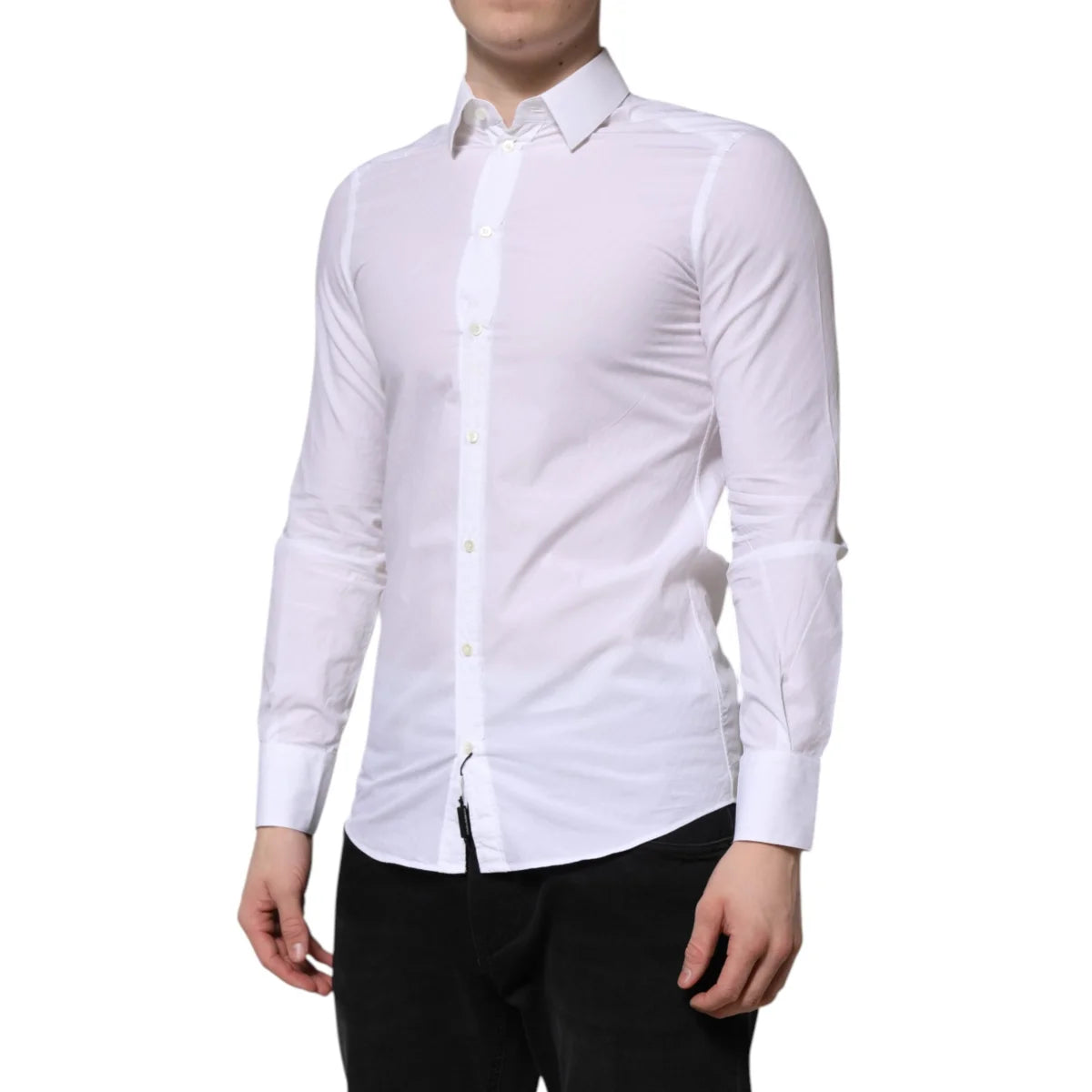 Dolce & Gabbana White Cotton Martini Dress Shirt for Men