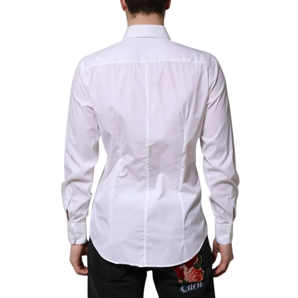 Dolce and Gabbana White Cotton Martini Dress Shirt for Men &