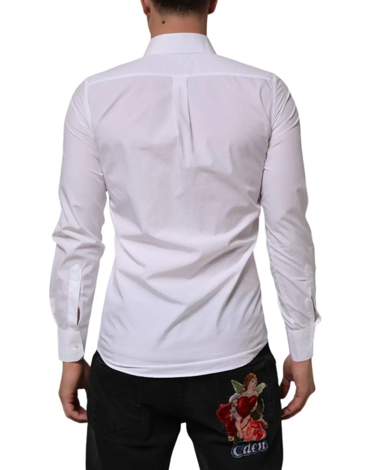Dolce &amp; Gabbana White Cotton MARTINI Long Sleeve Dress Shirt
