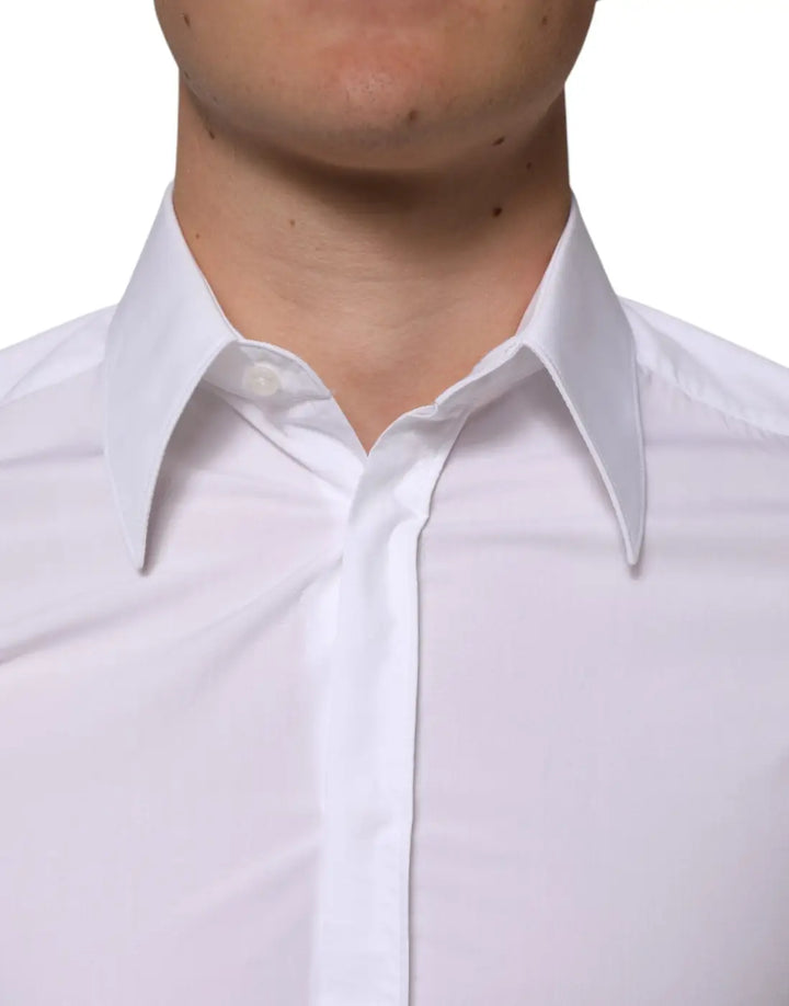 Dolce &amp; Gabbana White Cotton MARTINI Long Sleeve Dress Shirt