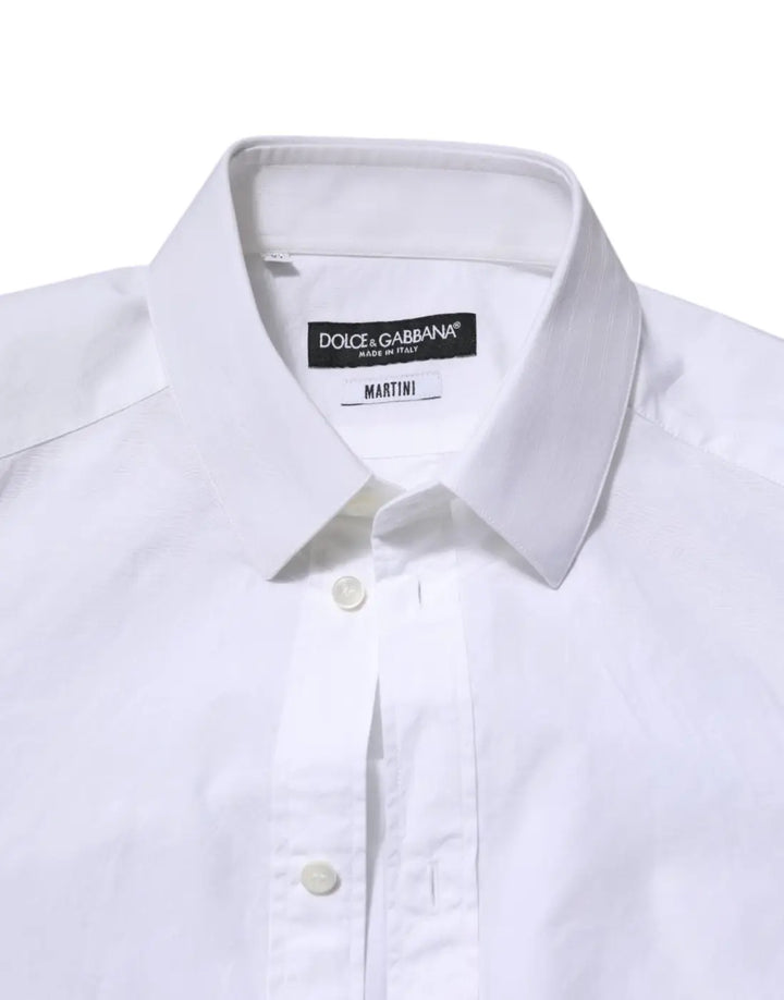 Dolce &amp; Gabbana White Cotton MARTINI Long Sleeve Dress Shirt