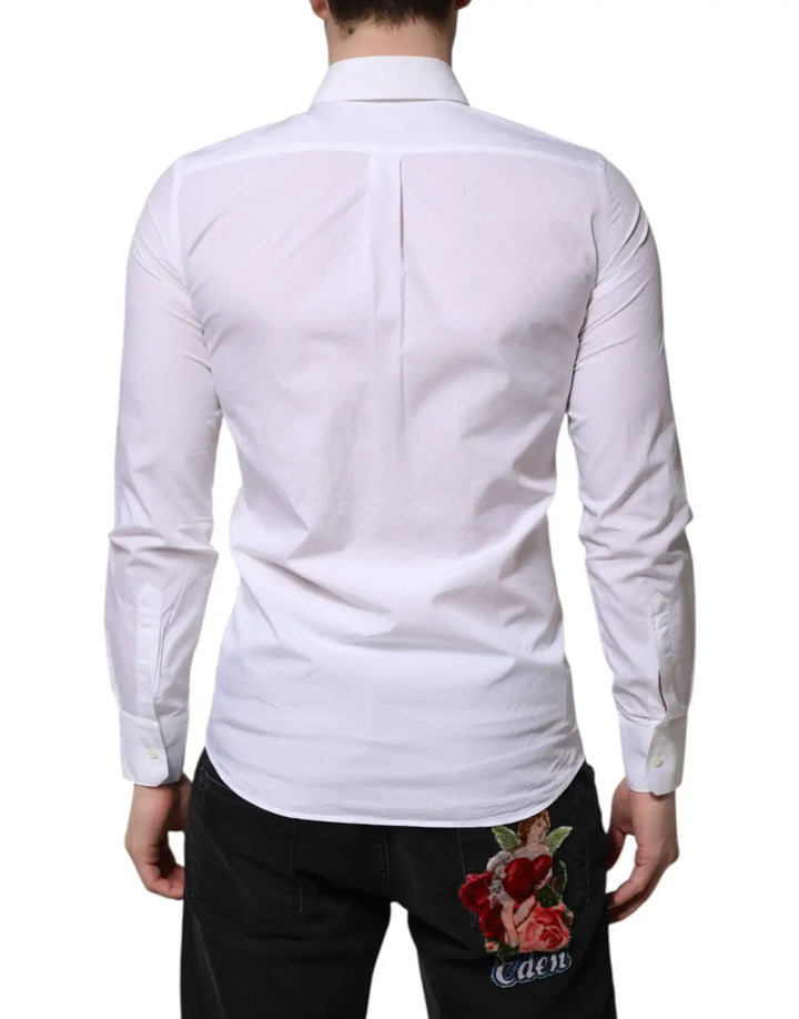 Dolce &amp; Gabbana White Cotton MARTINI Long Sleeve Dress Shirt