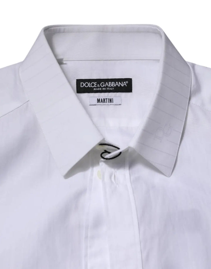 Dolce &amp; Gabbana White Cotton MARTINI Long Sleeve Formal Shirt