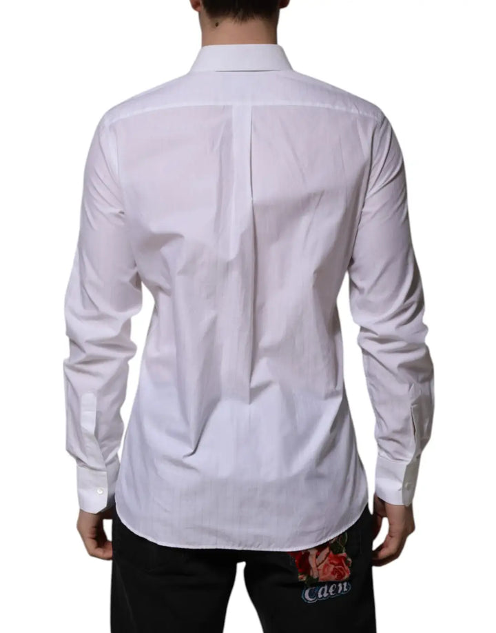 Dolce &amp; Gabbana White Cotton MARTINI Long Sleeve Formal Shirt