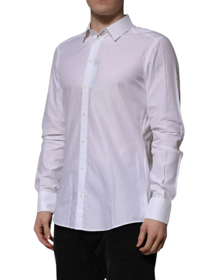Dolce &amp; Gabbana White Cotton MARTINI Long Sleeve Formal Shirt