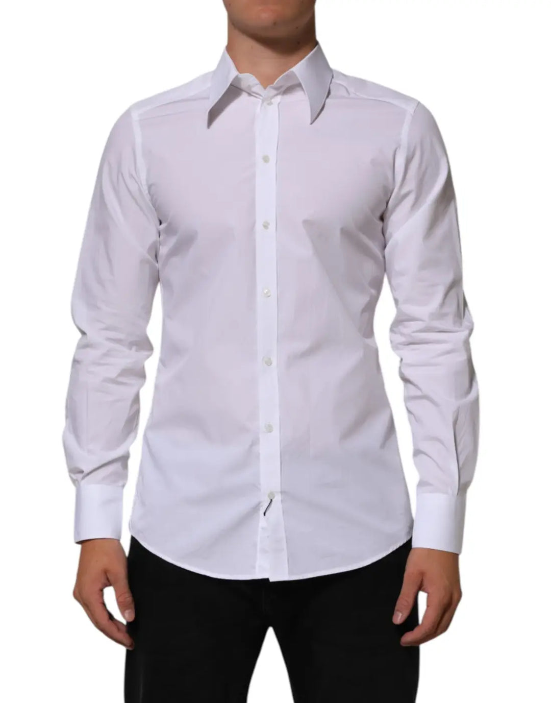 Dolce &amp; Gabbana White Cotton MARTINI Men Formal Dress Shirt