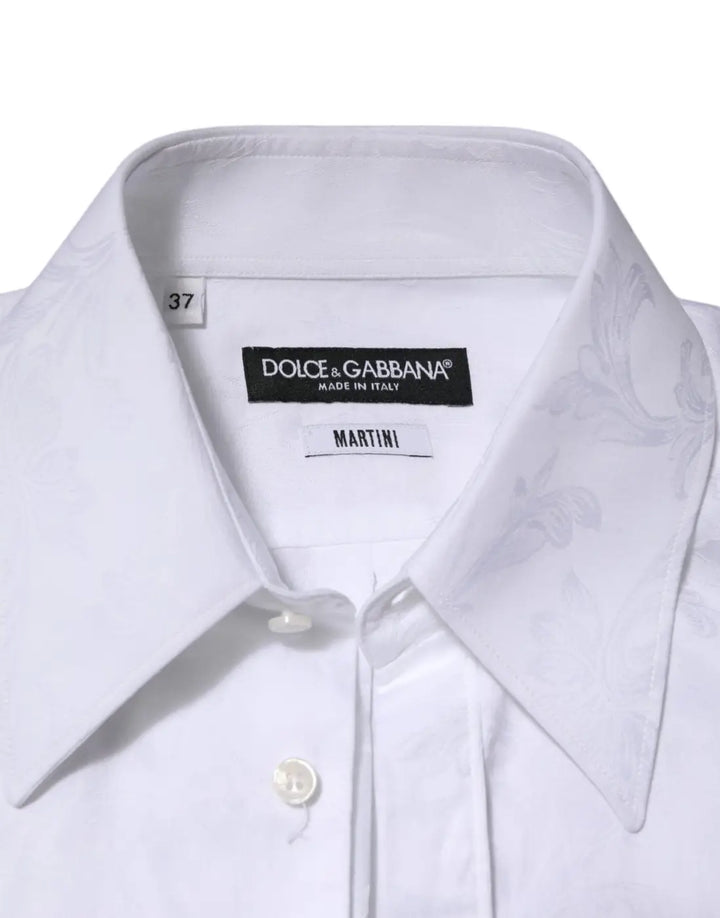 Dolce &amp; Gabbana White Cotton MARTINI Paisley Jacquard Shirt