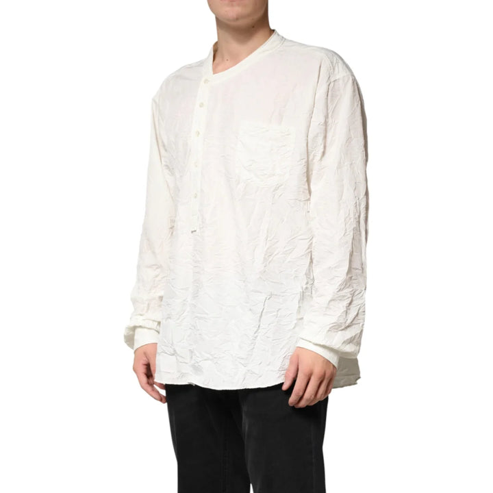 Dolce and Gabbana White Cotton Men Long Sleeve Shirt Tailored Fit &