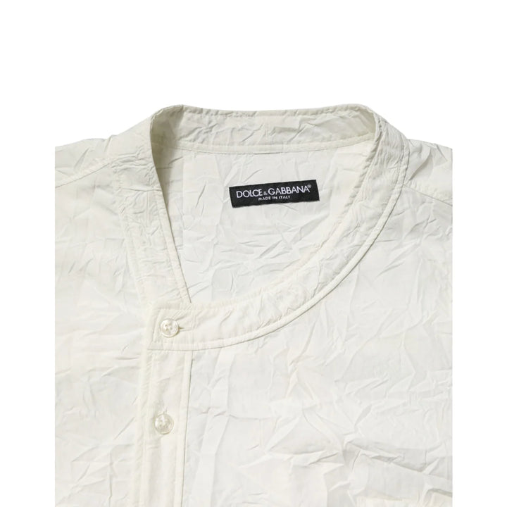 Dolce and Gabbana White Cotton Men Long Sleeve Shirt Tailored Fit &