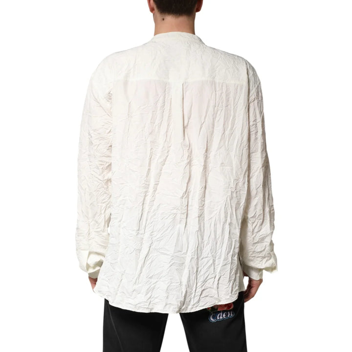 Dolce and Gabbana White Cotton Men Long Sleeve Shirt Tailored Fit &